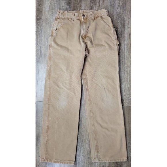 Carhartt Men 30/32 Tan Denim Work Pant Heavy Weight Pocket Canvas Carpenter - Picture 1 of 8